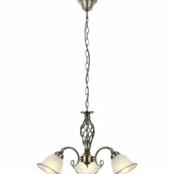 Luminaires Rustiques-Luminaires Globo Lighting Lustre Globo Blanc, 3 lumières