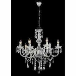 Luminaires Globo Lighting Lustre Globo CUIMBRA I Chrome, Acier inoxydable, 6 lumières* Lustres