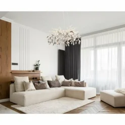 Suspension Verre Fumé-Luminaires Globo Lighting Lustre Globo DANNA Chrome, 8 lumières