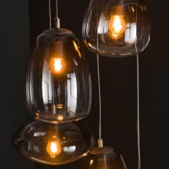 Suspension Verre Fumé-hofstein lustre Kissaboui Noir, 5 lumières