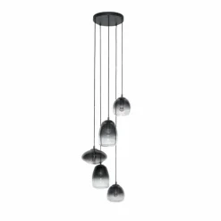 Suspension Verre Fumé-hofstein lustre Kissaboui Noir, 5 lumières