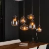Suspension Verre Fumé-hofstein lustre Kissaboui Noir, 6 lumières