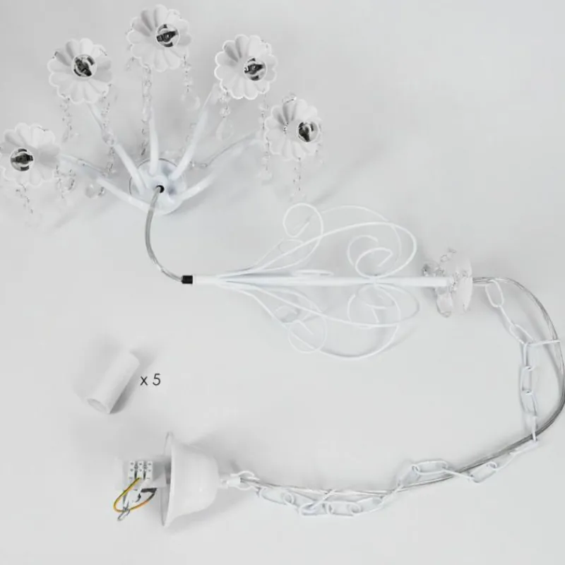 Luminaires Rustiques-hofstein Lustre Ksim Blanc, 5 lumières