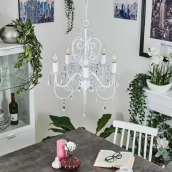 Luminaires Rustiques-hofstein Lustre Ksim Blanc, 5 lumières