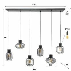 hofstein lustre Lalora Anthracite, 6 lumières* Suspensions