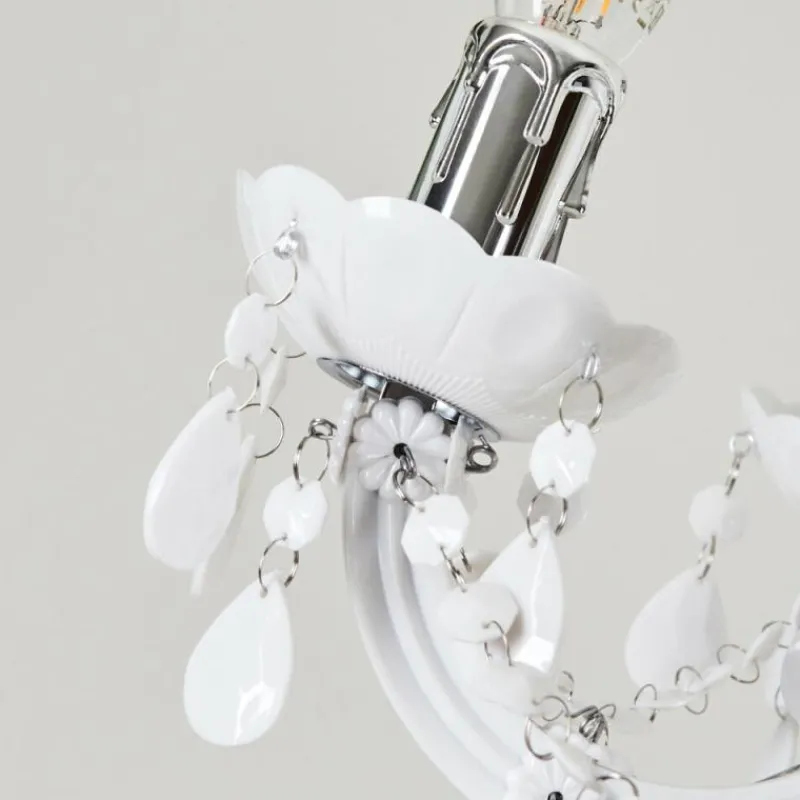 Luminaires Rustiques-hofstein Lustre Malmback Chrome, Blanc, 5 lumières