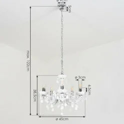 Luminaires Rustiques-hofstein Lustre Malmback Chrome, Blanc, 5 lumières