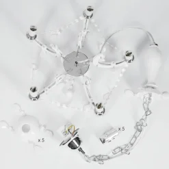 Luminaires Rustiques-hofstein Lustre Malmback Chrome, Blanc, 5 lumières