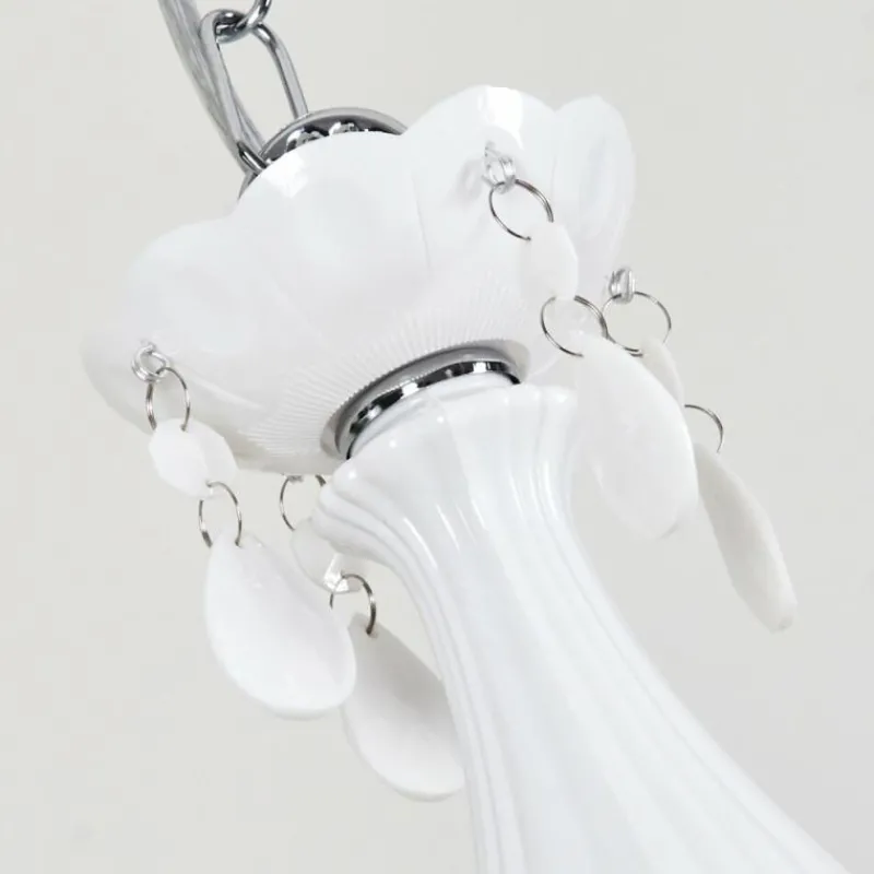 Luminaires Rustiques-hofstein Lustre Malmback Chrome, Blanc, 5 lumières