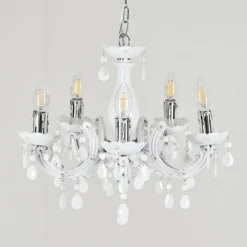 Luminaires Rustiques-hofstein Lustre Malmback Chrome, Blanc, 5 lumières