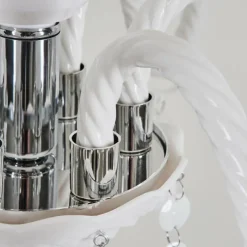 Luminaires Rustiques-hofstein Lustre Malmback Chrome, Blanc, 6 lumières