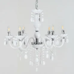 Luminaires Rustiques-hofstein Lustre Malmback Chrome, Blanc, 6 lumières