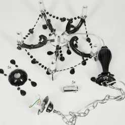 Luminaires Rustiques-hofstein Lustre Malmback Chrome, Noir, 5 lumières