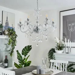 Luminaires Rustiques-hofstein Lustre Malmback Chrome, Transparent, 6 lumières