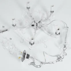 Luminaires Rustiques-hofstein Lustre Malmback Chrome, Transparent, 5 lumières