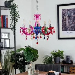 Luminaires Rustiques-hofstein Lustre Malmback Multicolore, Chrome, 5 lumières