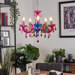 Luminaires Rustiques-hofstein Lustre Malmback Multicolore, Chrome, 5 lumières