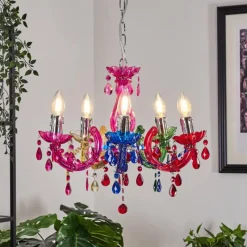 Luminaires Rustiques-hofstein Lustre Malmback Multicolore, Chrome, 5 lumières