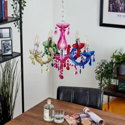 Luminaires Rustiques-hofstein Lustre Malmback Multicolore, Chrome, 5 lumières