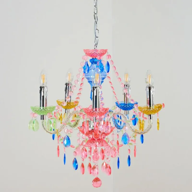 Luminaires Rustiques-hofstein Lustre Malmback Multicolore, Chrome, 5 lumières