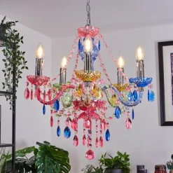 Luminaires Rustiques-hofstein Lustre Malmback Multicolore, Chrome, 5 lumières
