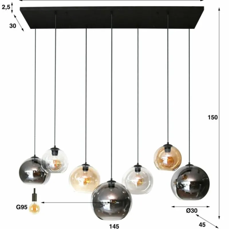 hofstein lustre Multi Anthracite, 7 lumières