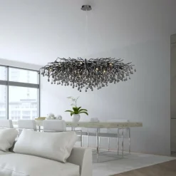 Suspension Verre Fumé-Luminaires Paul Neuhaus Lustre Paul Neuhaus ICICLE Noir, 15 lumières