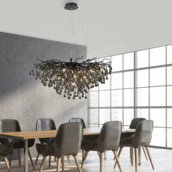 Suspension Verre Fumé-Luminaires Paul Neuhaus Lustre Paul Neuhaus ICICLE Noir, 10 lumières