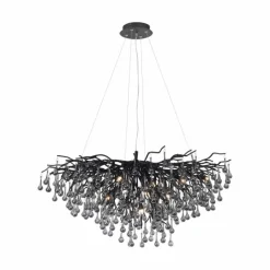 Suspension Verre Fumé-Luminaires Paul Neuhaus Lustre Paul Neuhaus ICICLE Noir, 10 lumières