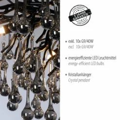 Suspension Verre Fumé-Luminaires Paul Neuhaus Lustre Paul Neuhaus ICICLE Noir, 10 lumières