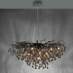 Suspension Verre Fumé-Luminaires Paul Neuhaus Lustre Paul Neuhaus ICICLE Noir, 10 lumières