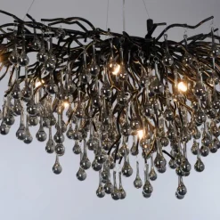 Suspension Verre Fumé-Luminaires Paul Neuhaus Lustre Paul Neuhaus ICICLE Noir, 10 lumières