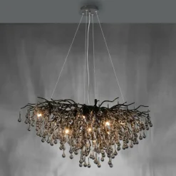 Suspension Verre Fumé-Luminaires Paul Neuhaus Lustre Paul Neuhaus ICICLE Noir, 10 lumières