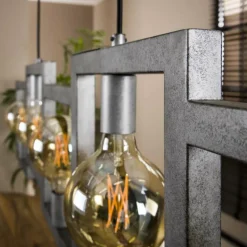 Lampes Vintages & Rétros-hofstein lustre Top Down Argent Oxydé, 5 lumières