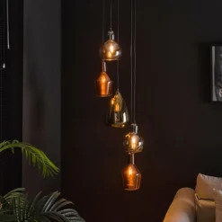 hofstein lustre Tricolore Noir, 5 lumières