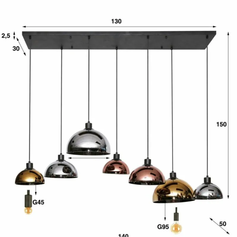 hofstein lustre Tricolore Noir, 7 lumières