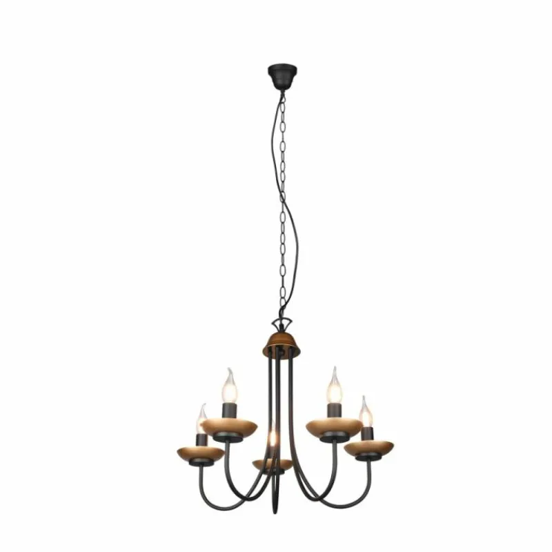 Luminaires Trio Lustre Trio Livia Noir, 5 lumières* Lustres