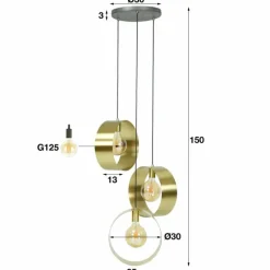 Lampes Dorées-hofstein lustre Vegas Or, 3 lumières