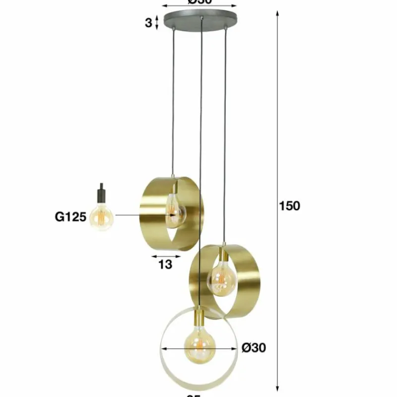 Lampes Dorées-hofstein lustre Vegas Or, 3 lumières