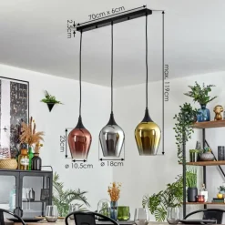 Lampes Dorées-hofstein Lutarp Suspension, Suspension Noir, 3 lumières