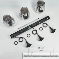 hofstein Lutarp Suspension, Suspension Noir, 3 lumières