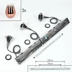 hofstein Lutarp Suspension, Suspension Chrome, Noir, 3 lumières