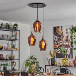 hofstein Lutarp Suspension, Suspension Chrome, Noir, 3 lumières