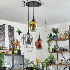 Lampes Dorées-hofstein Lutarp Suspension, Suspension, Suspension grappe Or, Clair, Cuivré, Fumé, 3 lumières