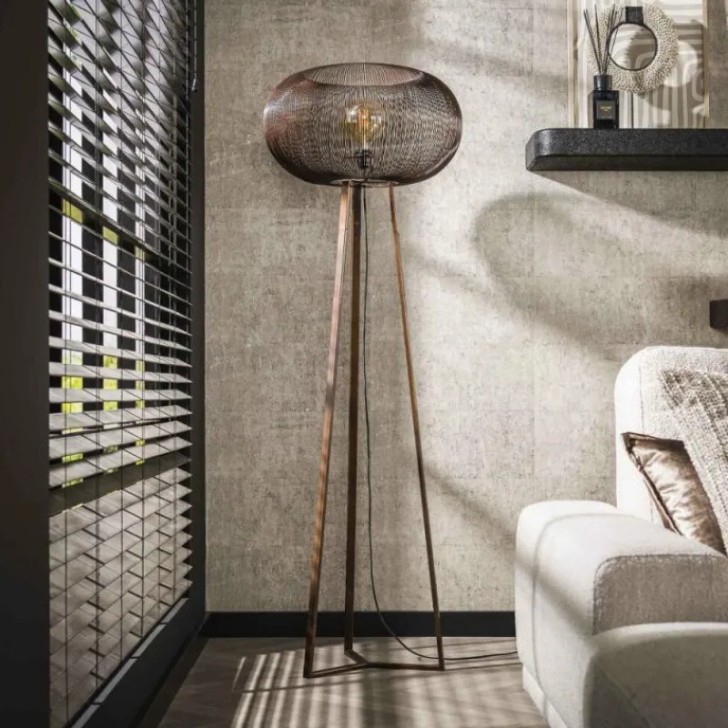 hofstein Luzinde Lampadaire Nickel mat, Noir, 1 lumière* Lampadaires Et Lampes Sur Pied