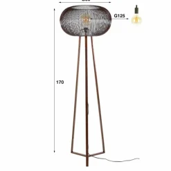 hofstein Luzinde Lampadaire Nickel mat, Noir, 1 lumière* Lampadaires Et Lampes Sur Pied