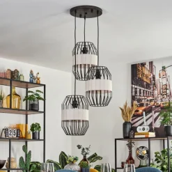 Lampes En Tissu-hofstein Macken Suspension, Suspension Noir, 3 lumières