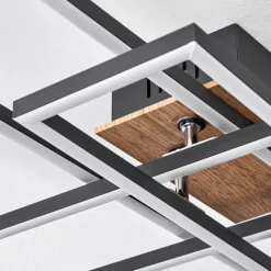 hofstein Macos Plafonnier, Spot de plafond LED Brun, Couleur bois, Noir, 1 lumière