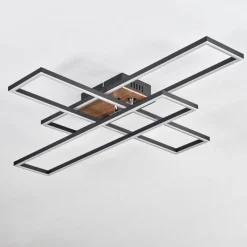 hofstein Macos Plafonnier, Spot de plafond LED Brun, Couleur bois, Noir, 1 lumière