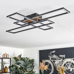 hofstein Macos Plafonnier, Spot de plafond LED Brun, Couleur bois, Noir, 1 lumière